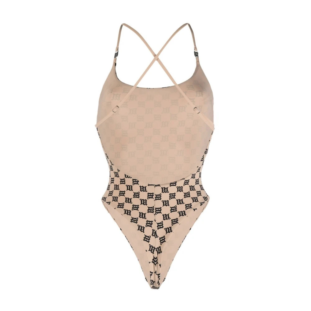 Misbhv Beige Monogram Signature One Piece Badpak Beige Dames