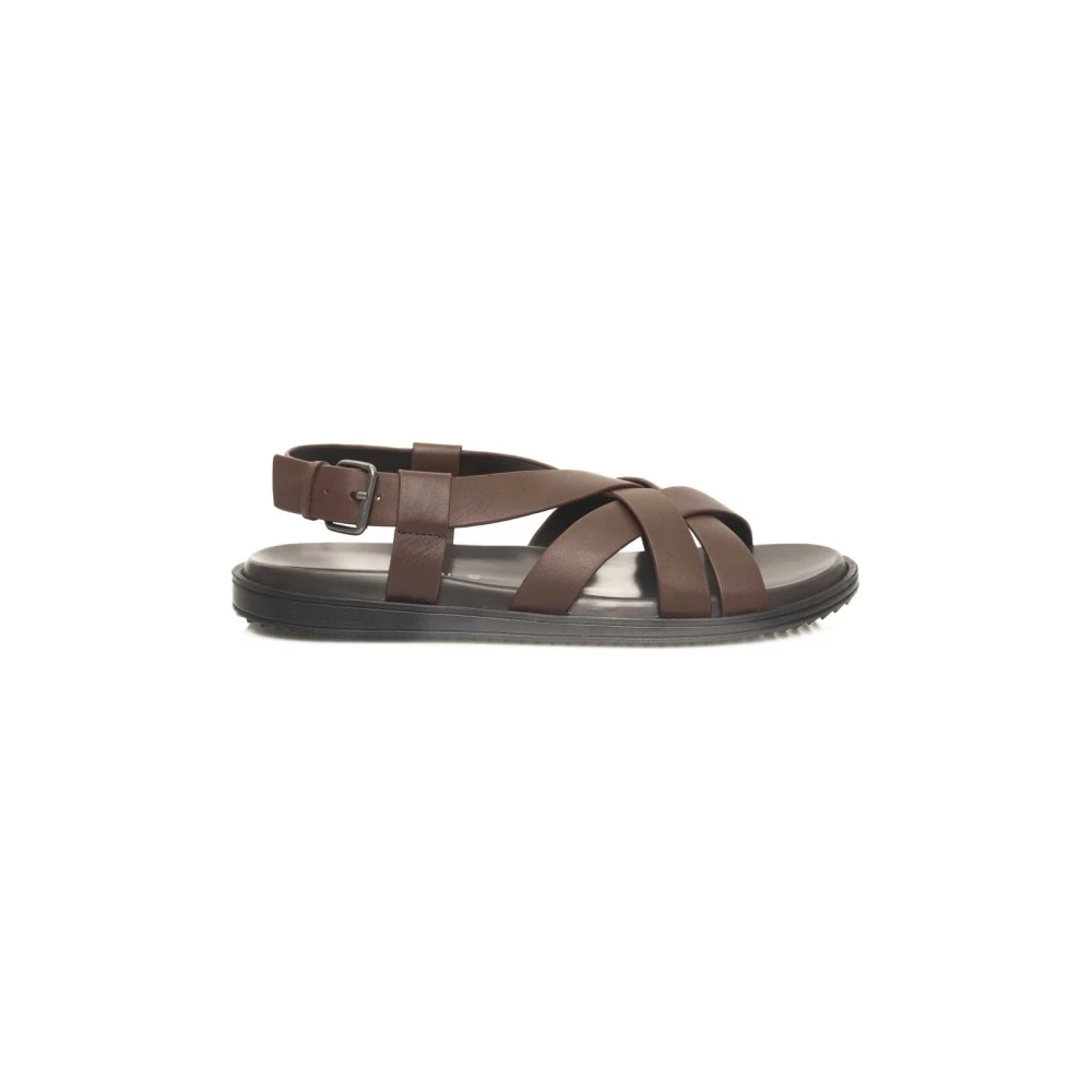 Cerruti 1881 Men's Brown Braided Flat Leather Sandals