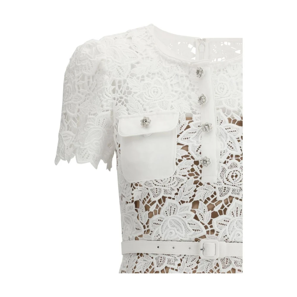 Self Portrait Bloemen Kant Mini Jurk White Dames