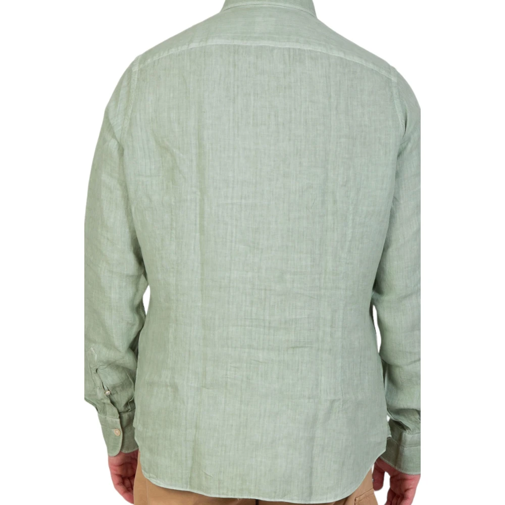 Eleventy Linnen Shirt in Verde Green Heren