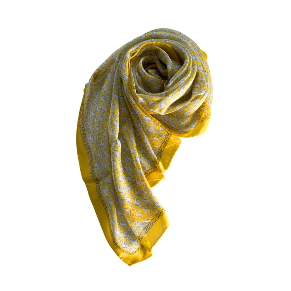 Borbonese Femme Jaune Accessoires, Taille: One Size Foulard En Soie