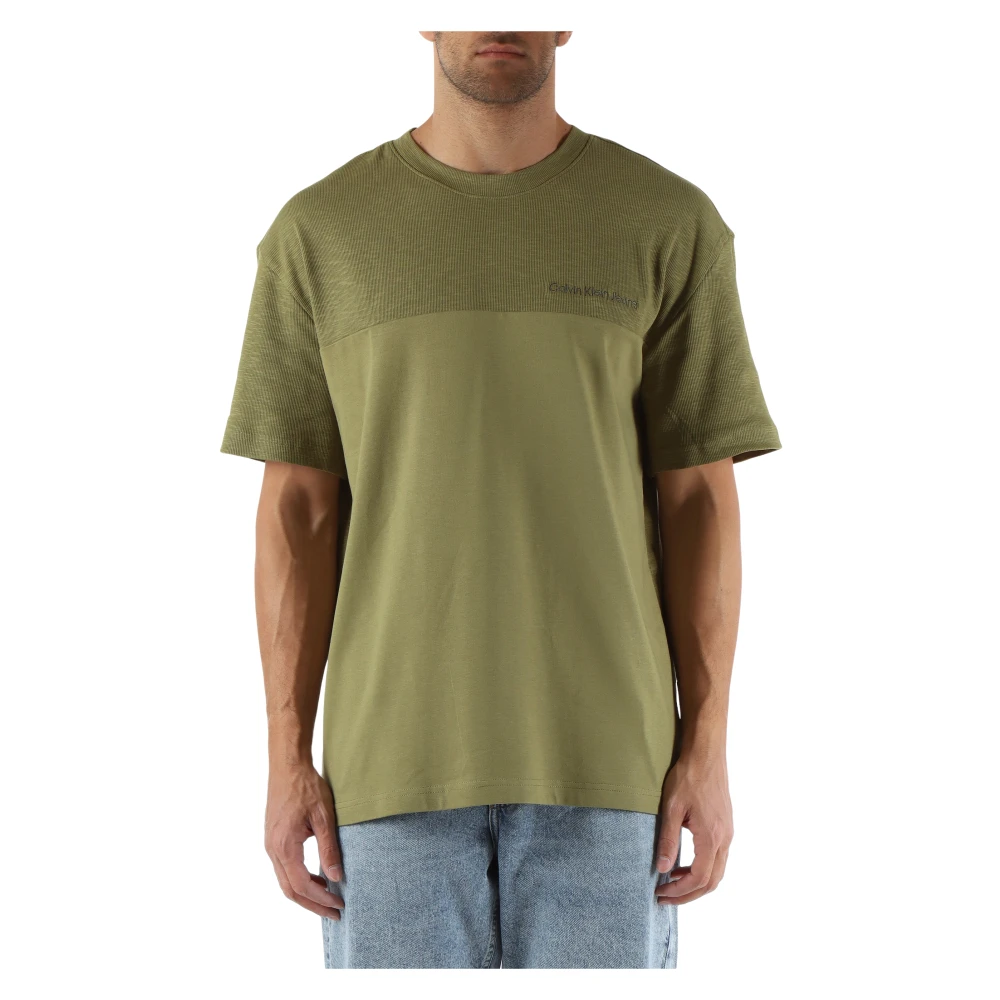 Calvin Klein Jeans Contrastpaneel Katoenen T-shirt Green Heren