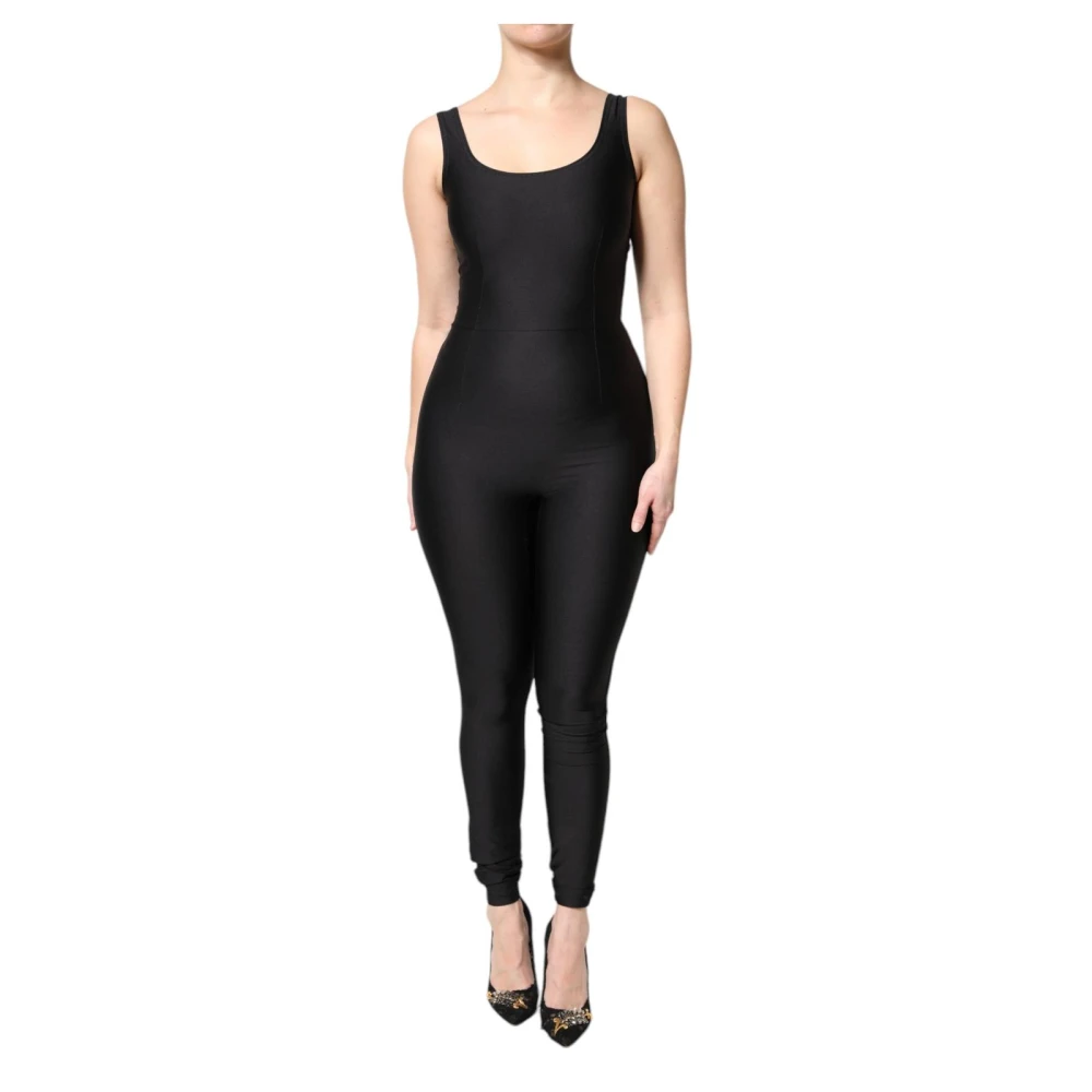 Dolce & Gabbana Women's Black Bodycon Jumpsuit With Zipper Closure
