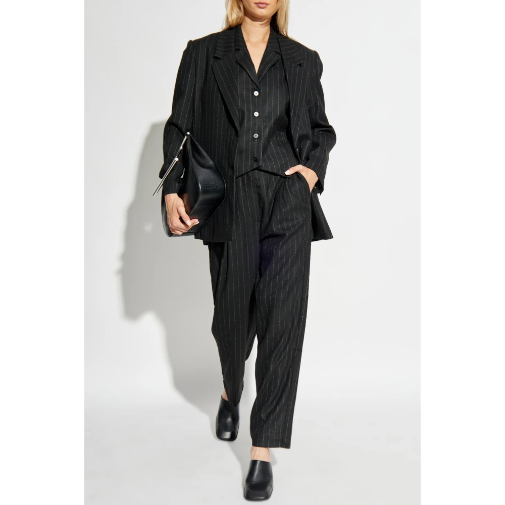 Munthe Vest met gestreept patroon Black Dames