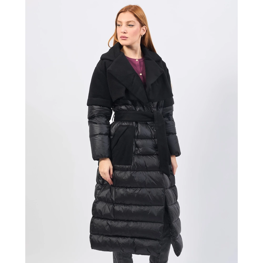 Afterlabel Lang Zwart Gewatteerd Jas Black Dames