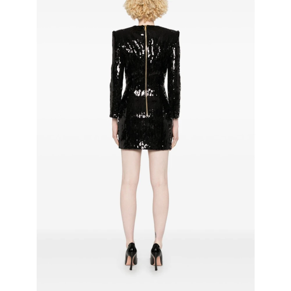 Balmain Korte paillettenjurk Black Dames