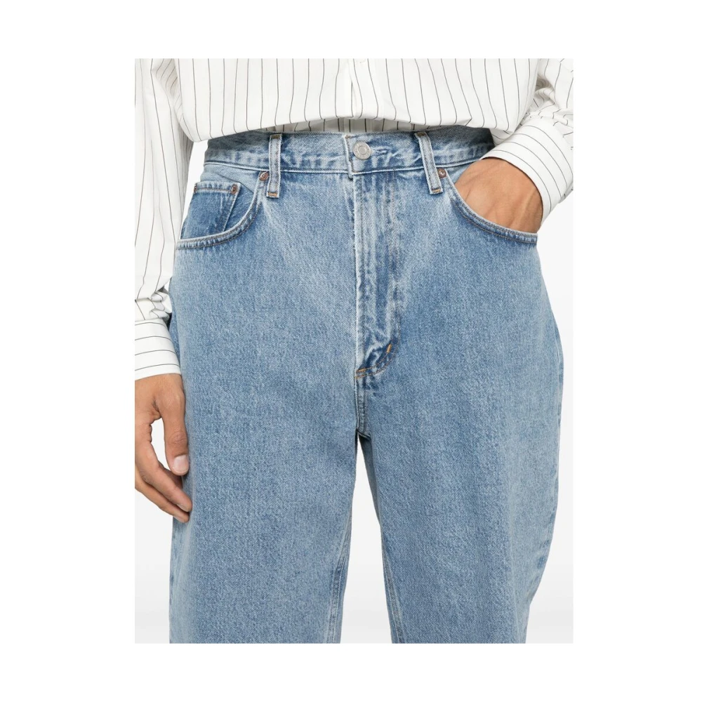 Agolde Lichtblauwe Knop Fly Jeans Blue Heren