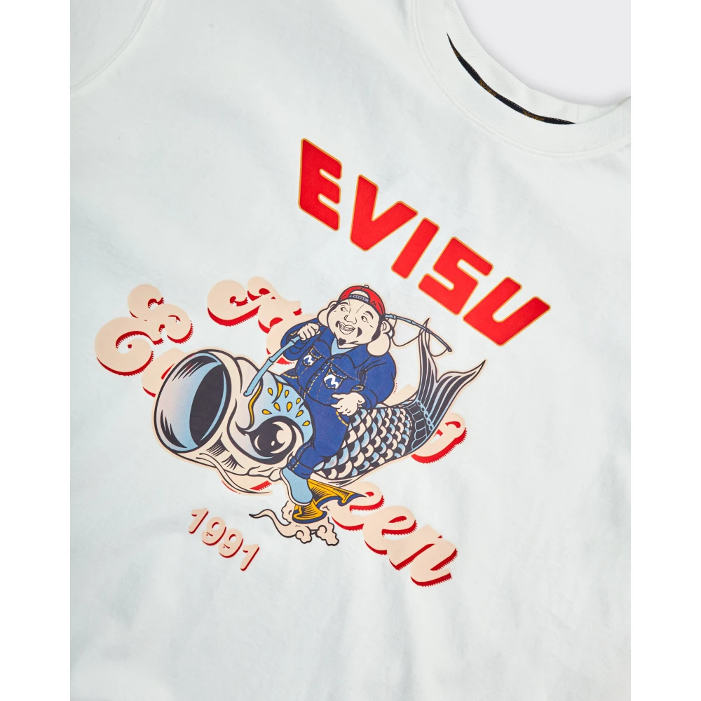Evisu Koinobori Print T-shirt White Heren
