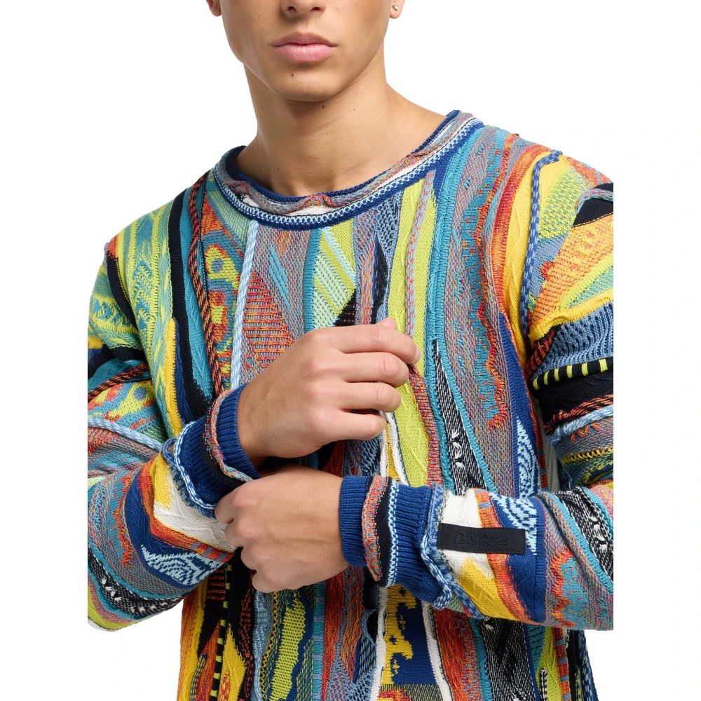 carlo colucci Kleurrijke Geometrische Gebreide Trui Multicolor Heren