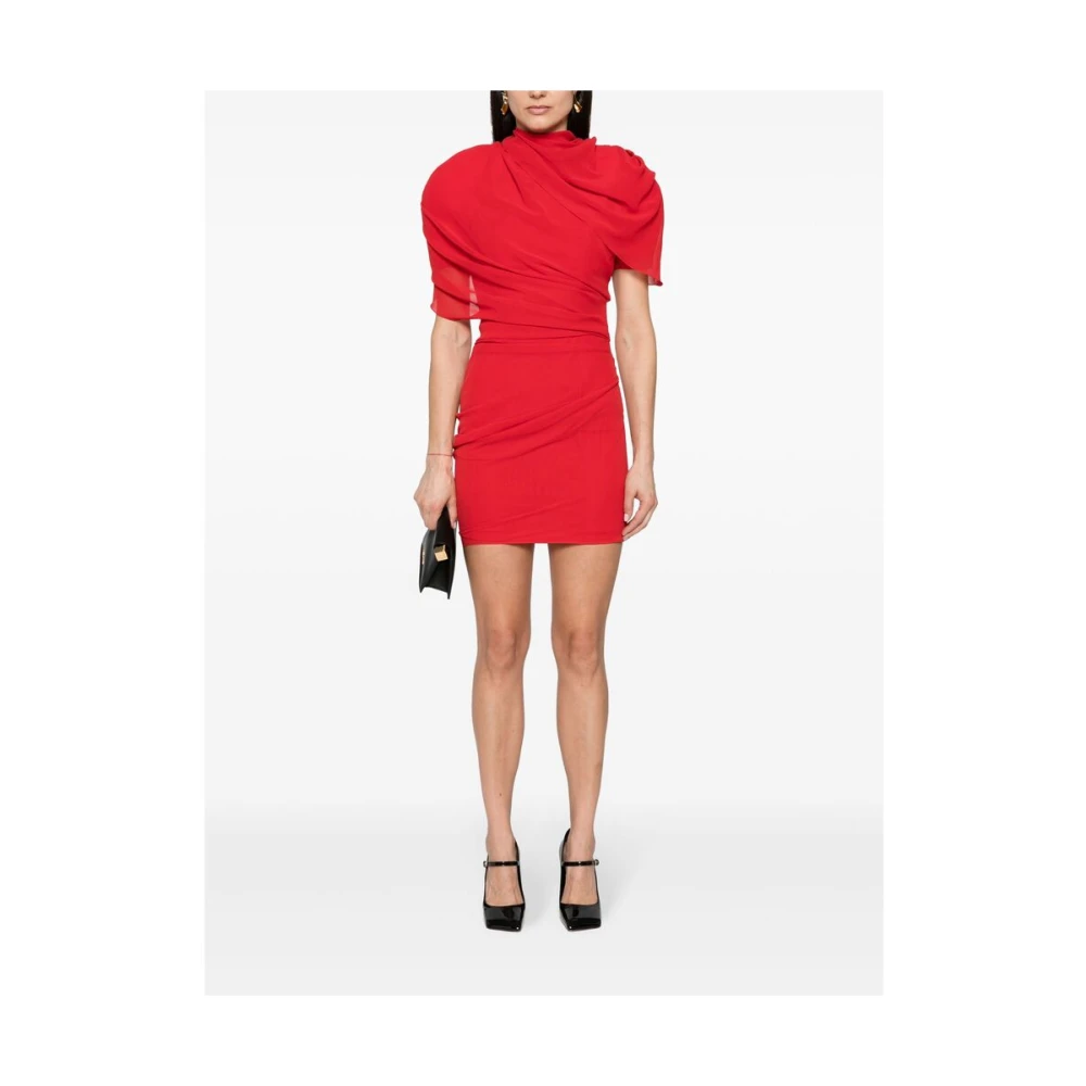 Jacquemus Rode Gedrapeerde Jurk Red Dames