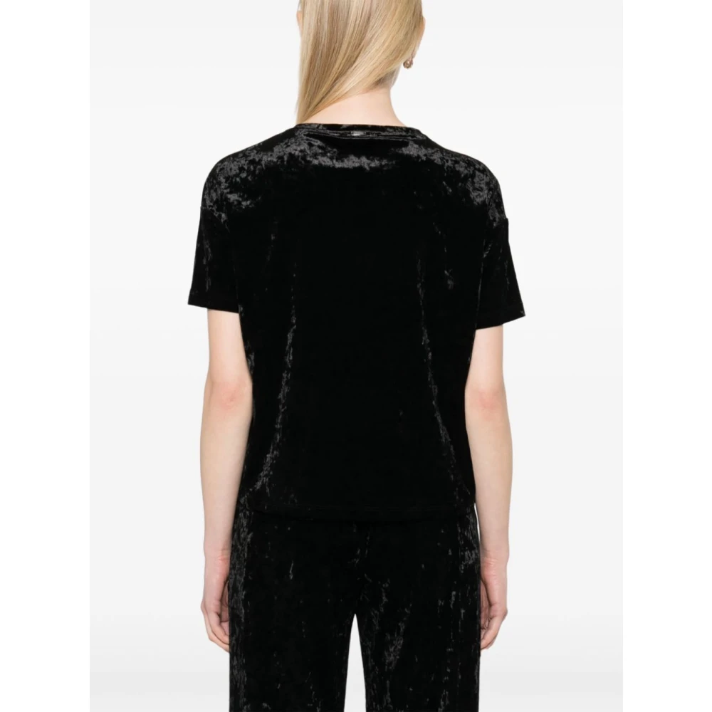 Herno Crewneck Chenille T-Shirt Black Dames