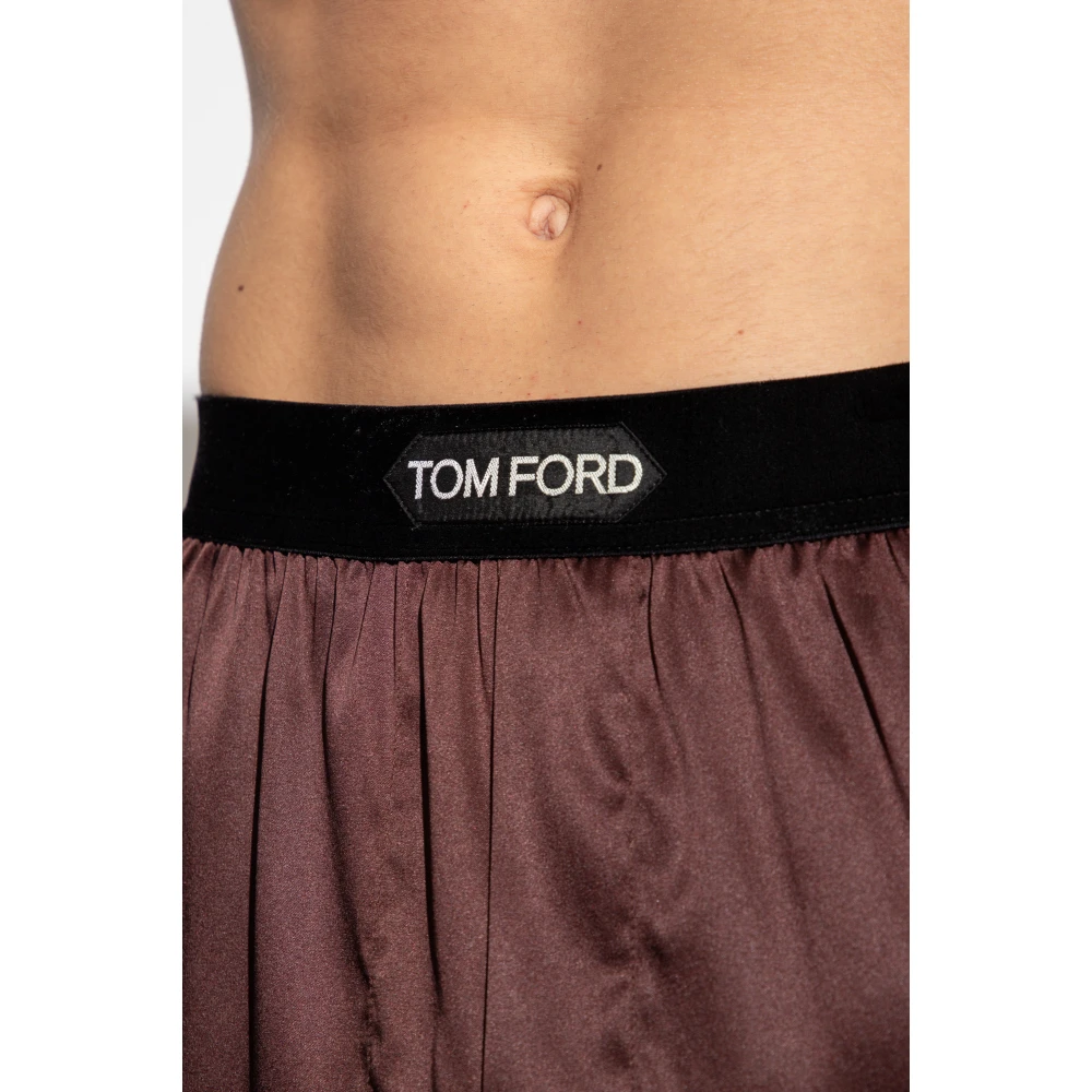 Tom Ford Zijden boxershorts met logo Brown Heren