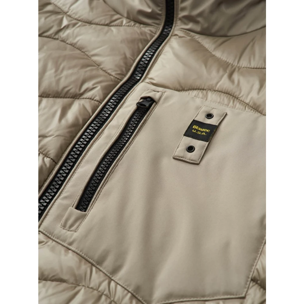 Blauer Monochromatische Waterdichte Pufferjas Beige Heren