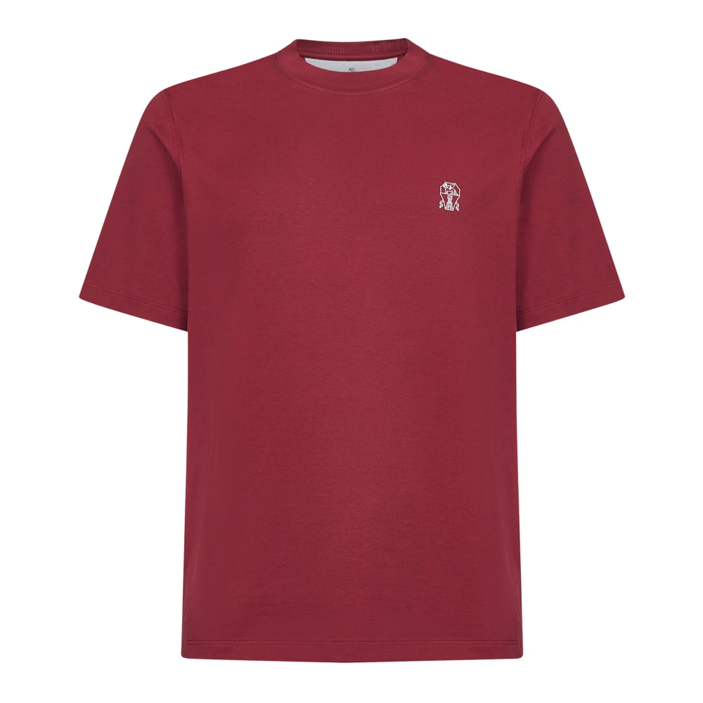 Brunello Cucinelli Red Solomeo Crest T-Shirt - Male - T-Shirts - Xl - Tops