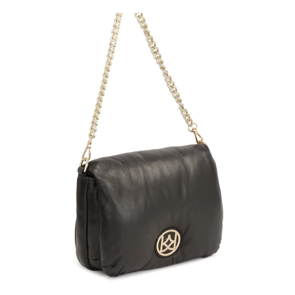 Kazar Zwarte handtas met volumepuff-effect Black Dames