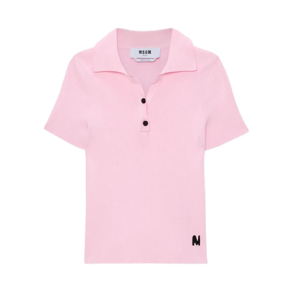 Msgm Women's Pink V-Neck Knitwear, S, Maglia