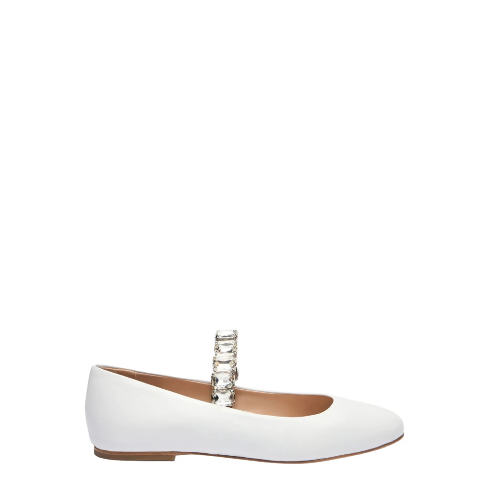 Casadei Witte Kristal Ballet Platte Lederen Vrouw White Dames