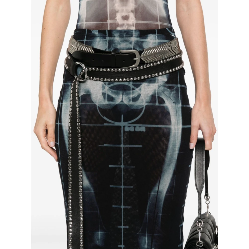 Jean Paul Gaultier Zwarte Lange Rok met Transparant Ontwerp Black Dames