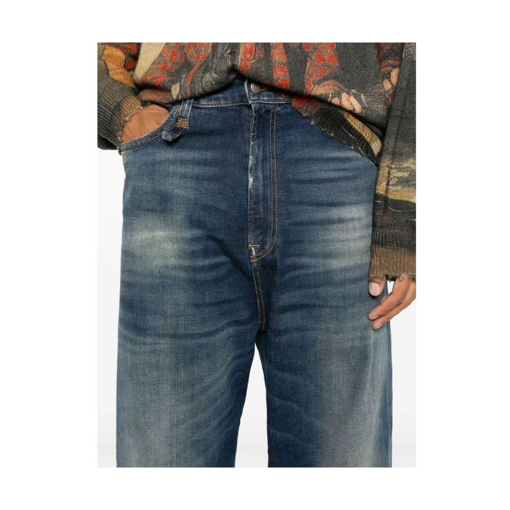 R13 Indigo Blue Wide Leg Denim Jeans Blue Heren
