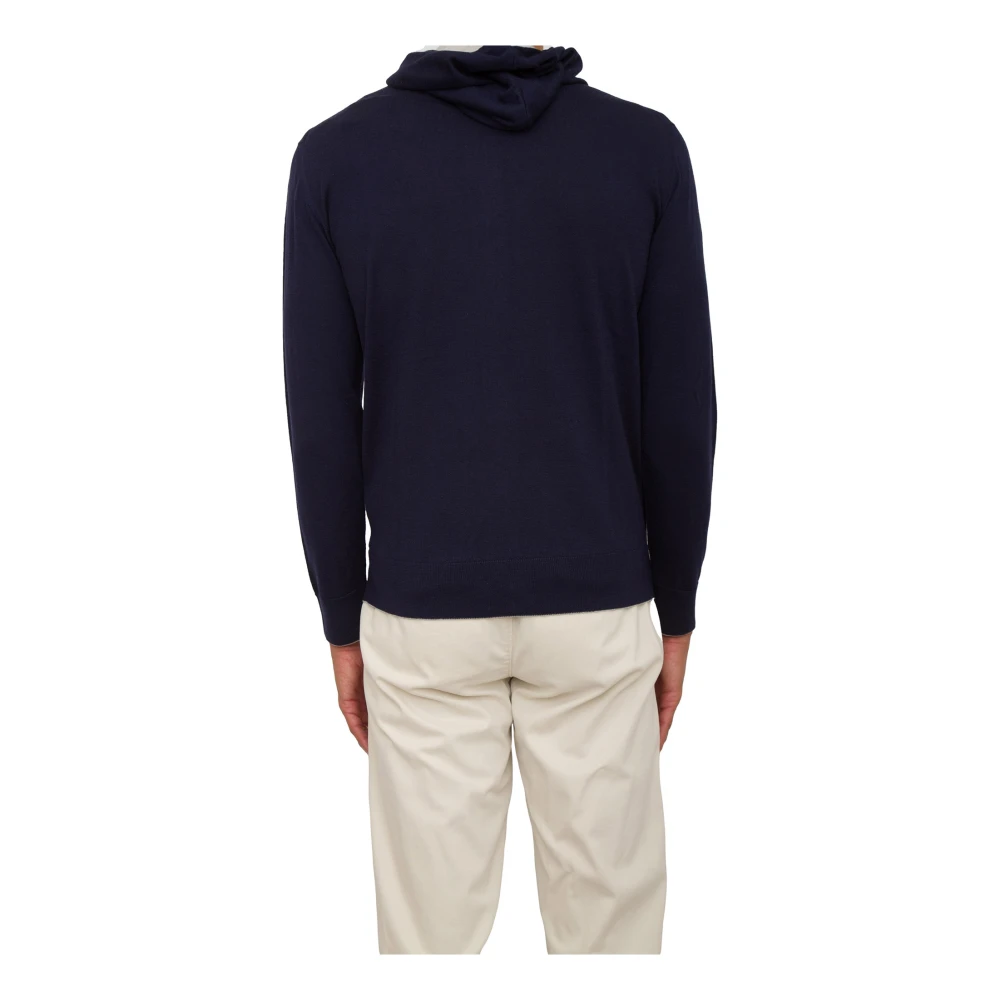 Eleventy Blauwe hoodie met volledige rits Blue Heren
