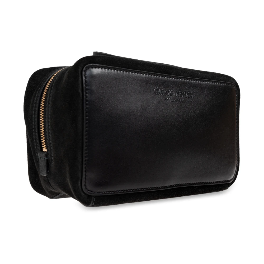 Giorgio Armani Leren cosmetische tas Black Heren