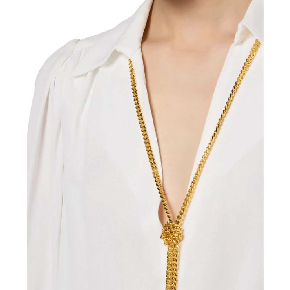 Elisabetta Franchi Georgette blouse met charme ketting White Dames