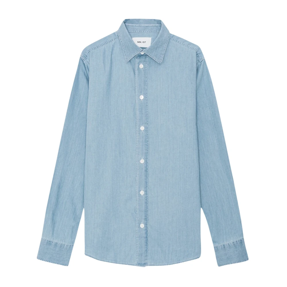 Nn07 Denim overhemd met parelmoerknopen Blue Heren