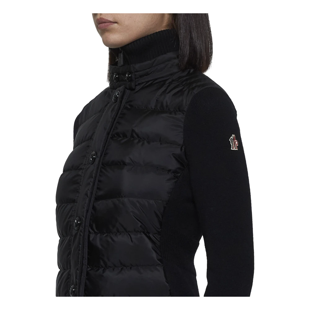 Moncler Zwart Wol Gewatteerd Donsvest Black Dames