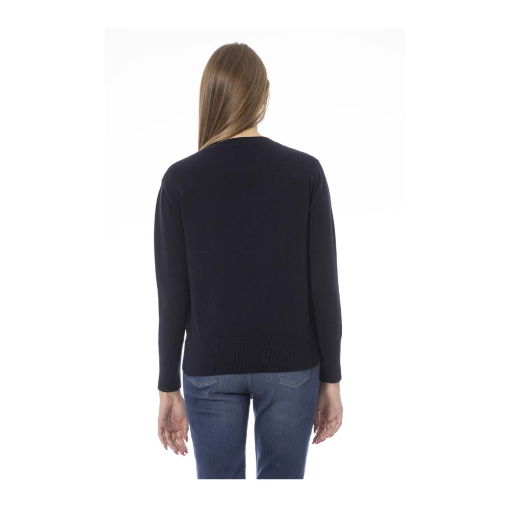 Baldinini Blauwe wollen trui met ronde hals Blue Dames