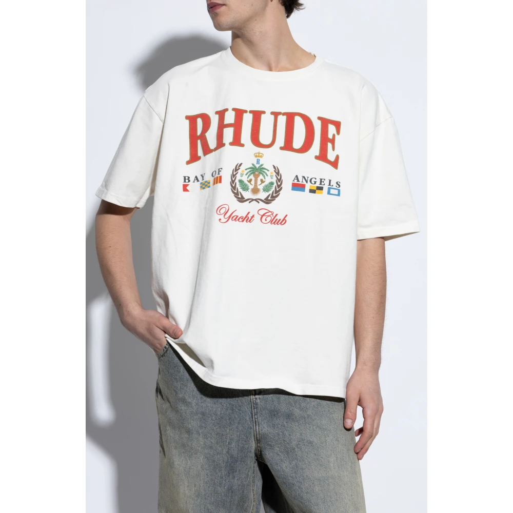 Rhude T-shirt met print Beige Heren