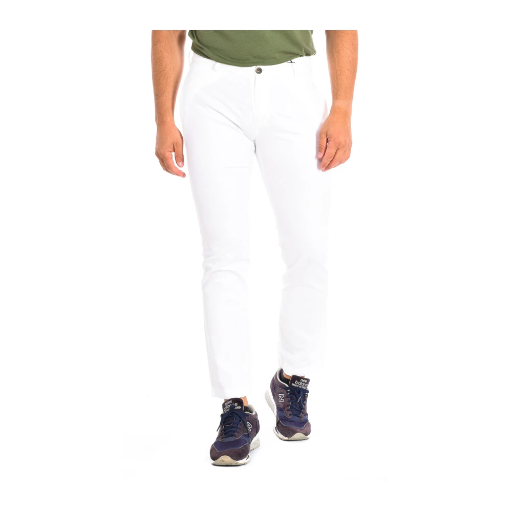 La Martina Men's White Slim-Fit Trousers,, Straight Leg Trousers W40