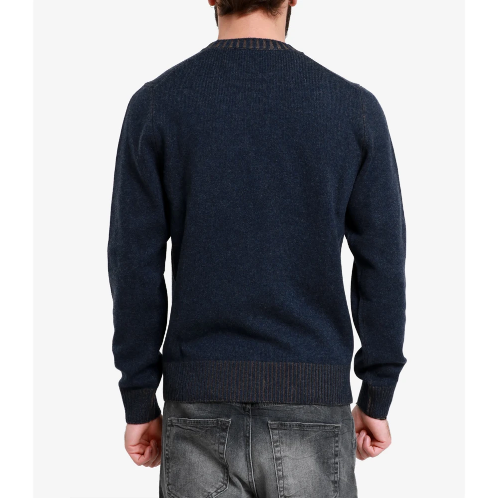 Gran Sasso Luxe Wollen Blend Trui Blue Heren