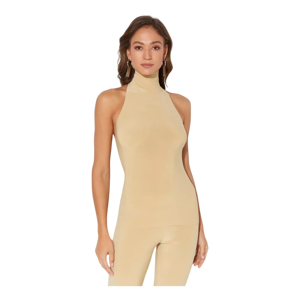 Norma Kamali Beige Halternek Mouwloze Top Beige Dames