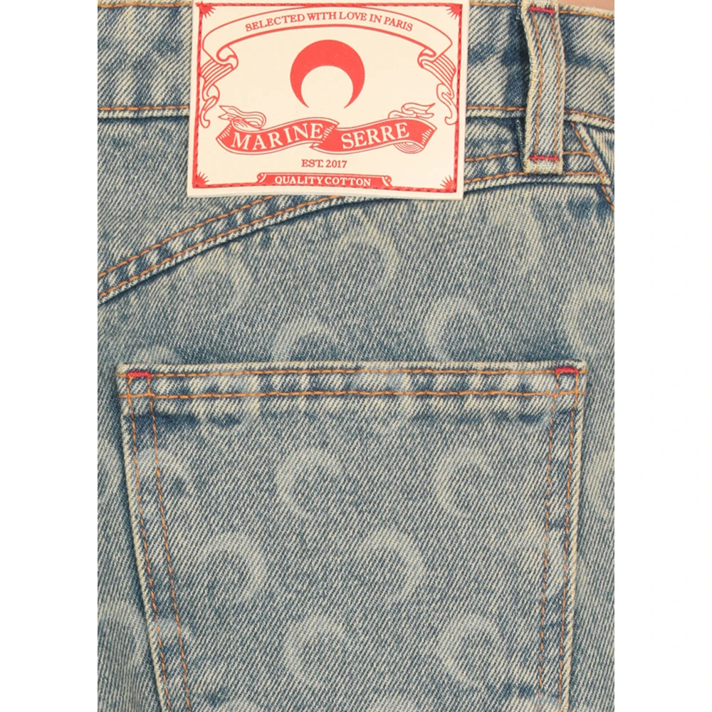 Marine Serre Lichtblauwe Katoenen Jeans met Maanlogo Blue Dames