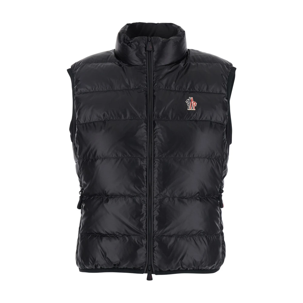 Moncler Svart Hög Hals Logo Vest Jacka Black, Dam