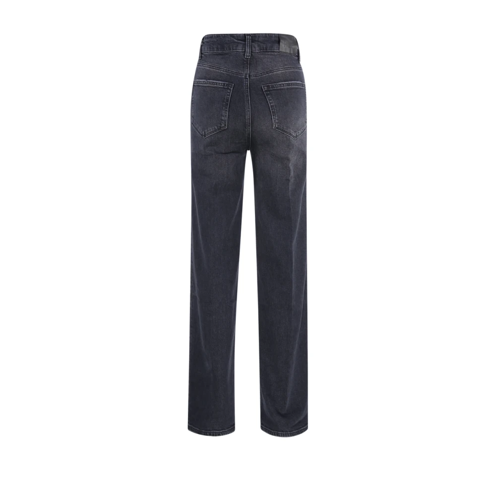 Paige Zwarte Distress Straight Jeans Black Dames