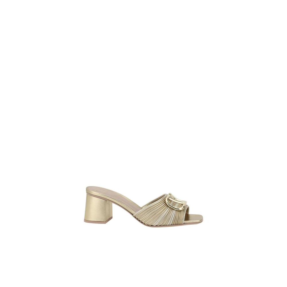 Valentino Garavani VLogo Leren Sandalen met Chunky Hak Yellow Dames