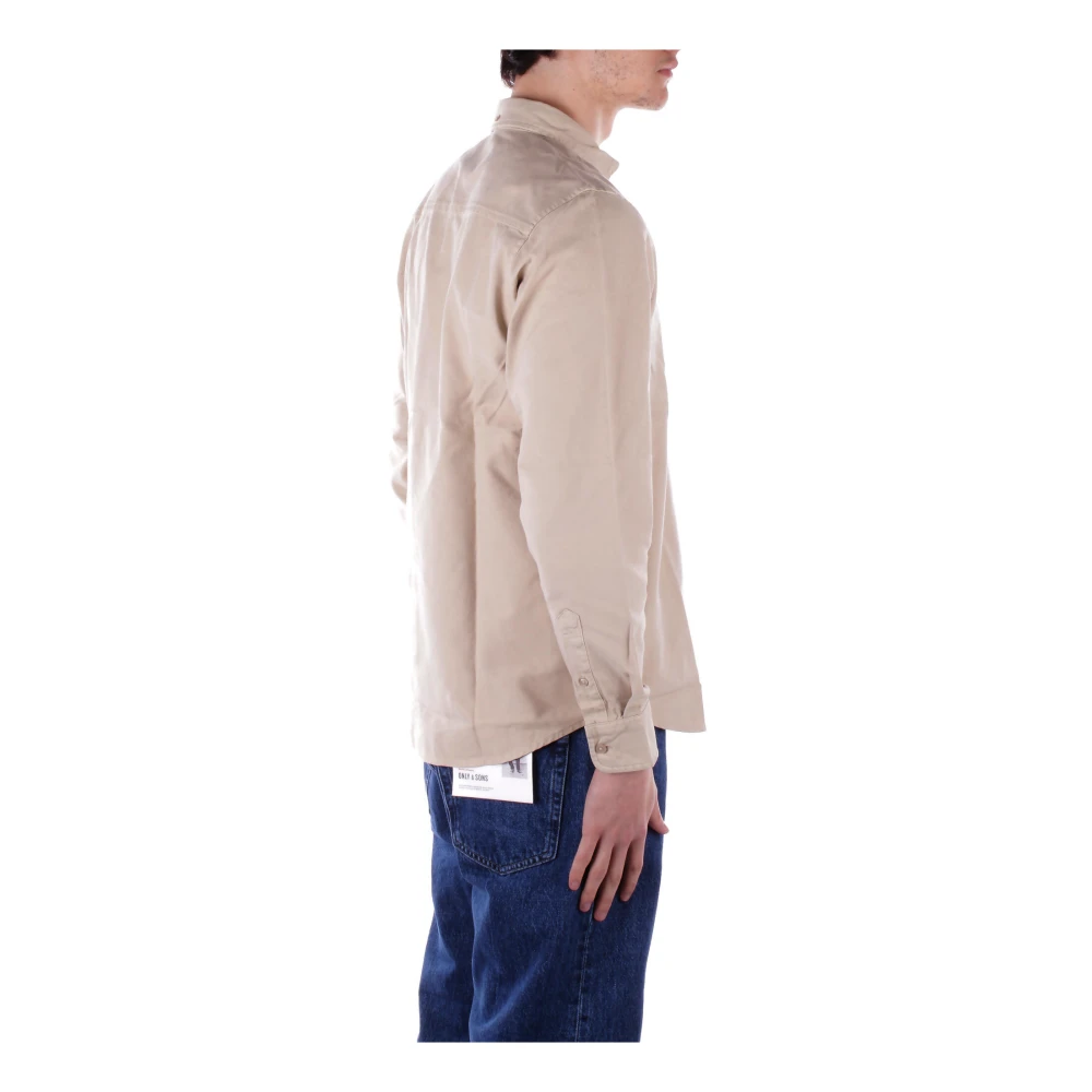 Carhartt WIP Logo Front Button Shirt Beige Heren