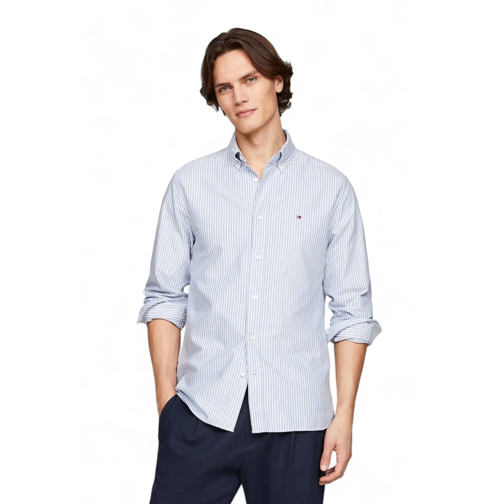 Tommy Hilfiger Men's Blue Heritage Oxford Stripe Regular Shirt
