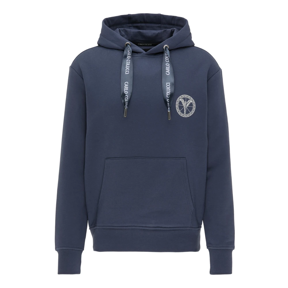 Carlo colucci Klassieke hoodie met logodetail Blue Heren