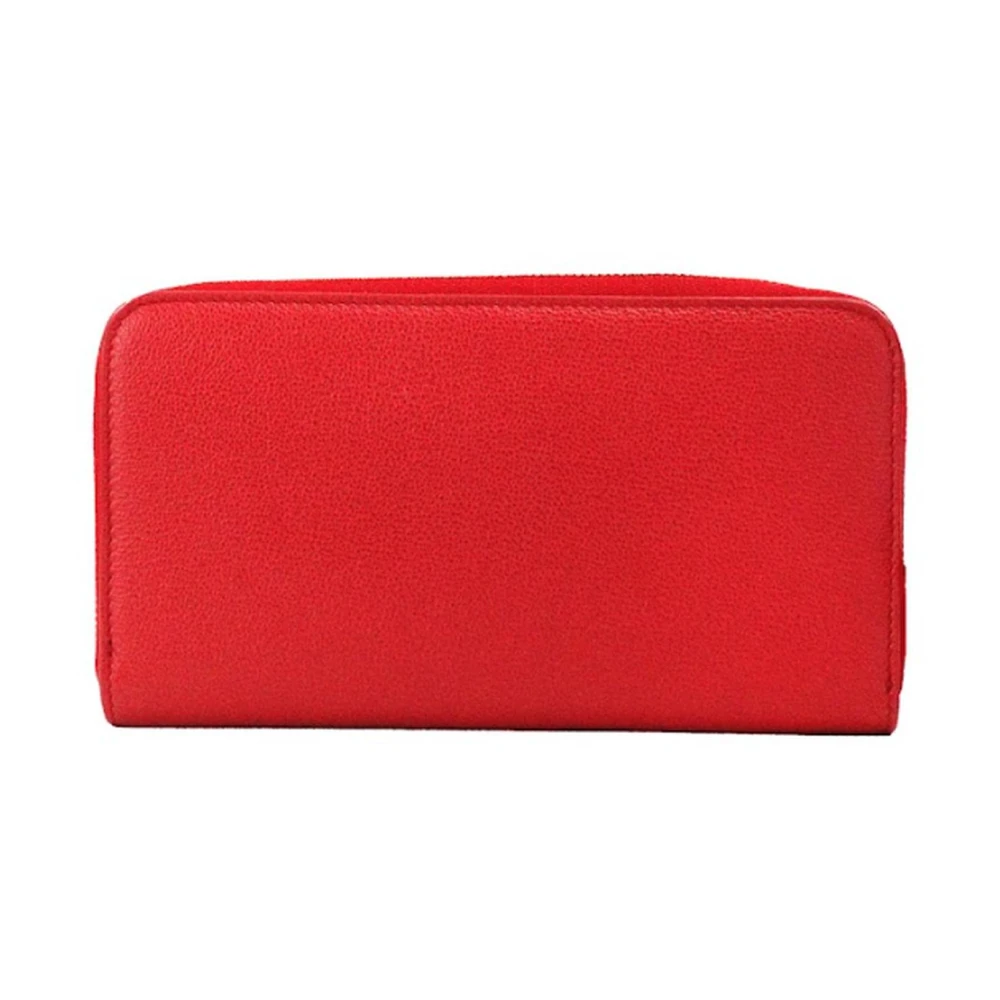 Burberry Geëtst Logo Leren Clutch Portemonnee Red Dames