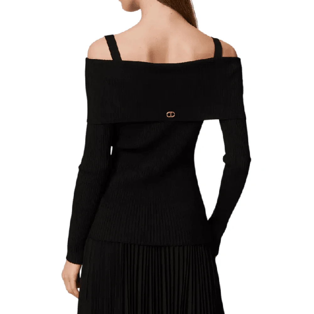 Twinset Off Shoulder Fitted Top Black Dames