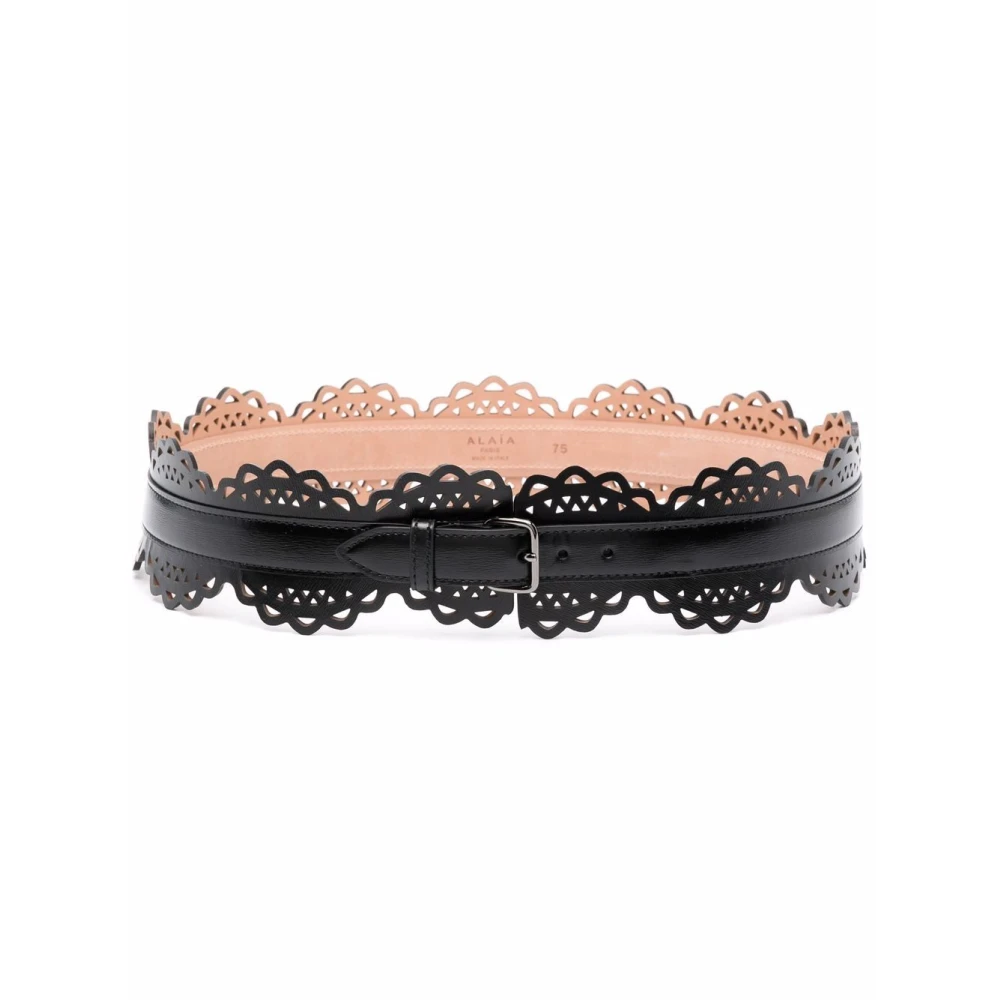 Alaïa Zwart leren Riem met laser-uitsnijding Black Dames