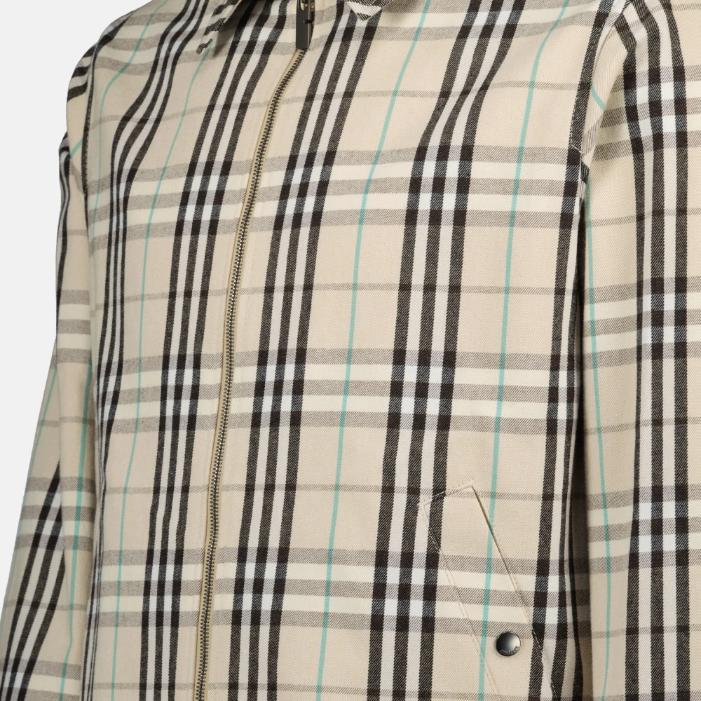 Burberry Geruite Harrington Jas Lente-Zomer 2025 Beige Heren