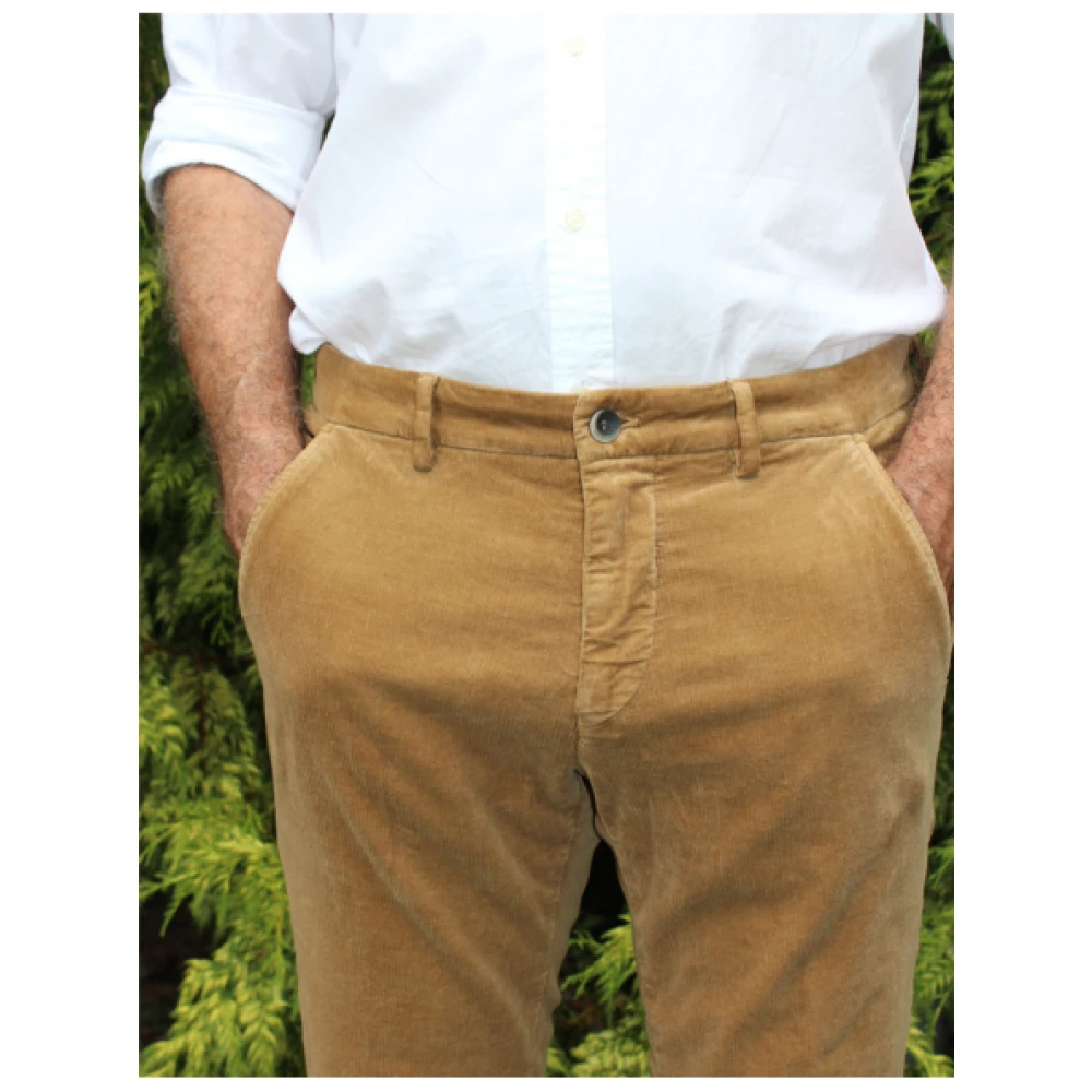 Mason's Slim Fit Fluweel Katoenen Chino Broek Beige Heren