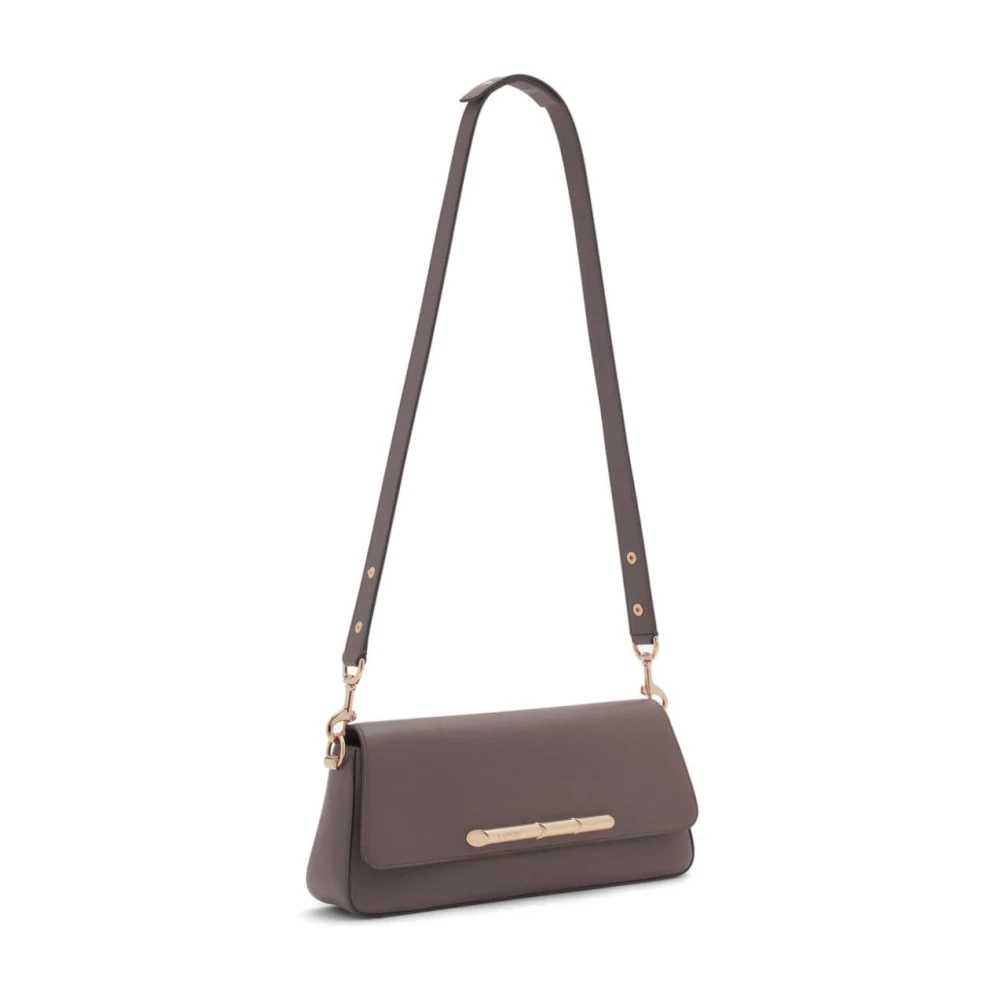 Lanvin Bruin leren schoudertas met logo Brown Dames