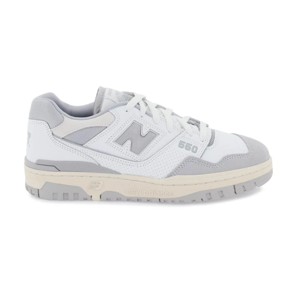 New Balance 550 Lädersneakers med Mockainsatser White, Herr