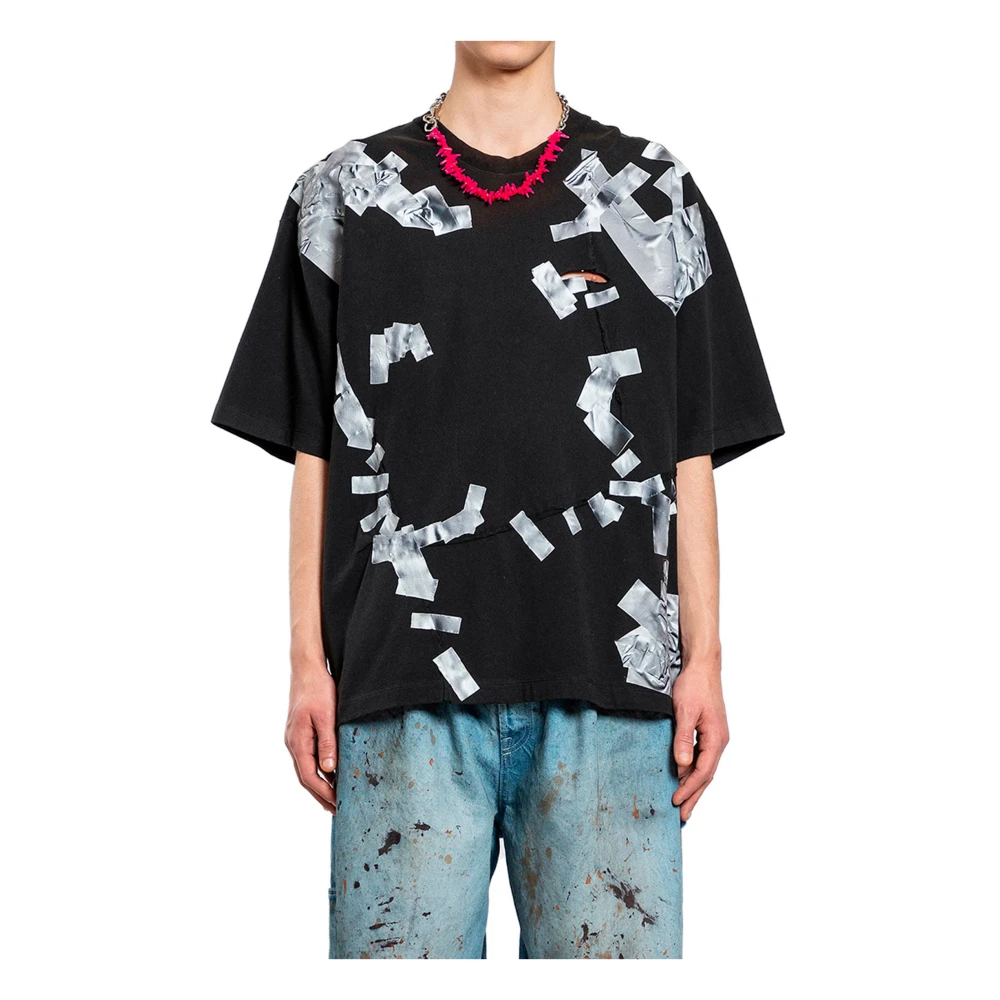 Doublet Zwarte Tape Reparatie T-Shirt Black Heren