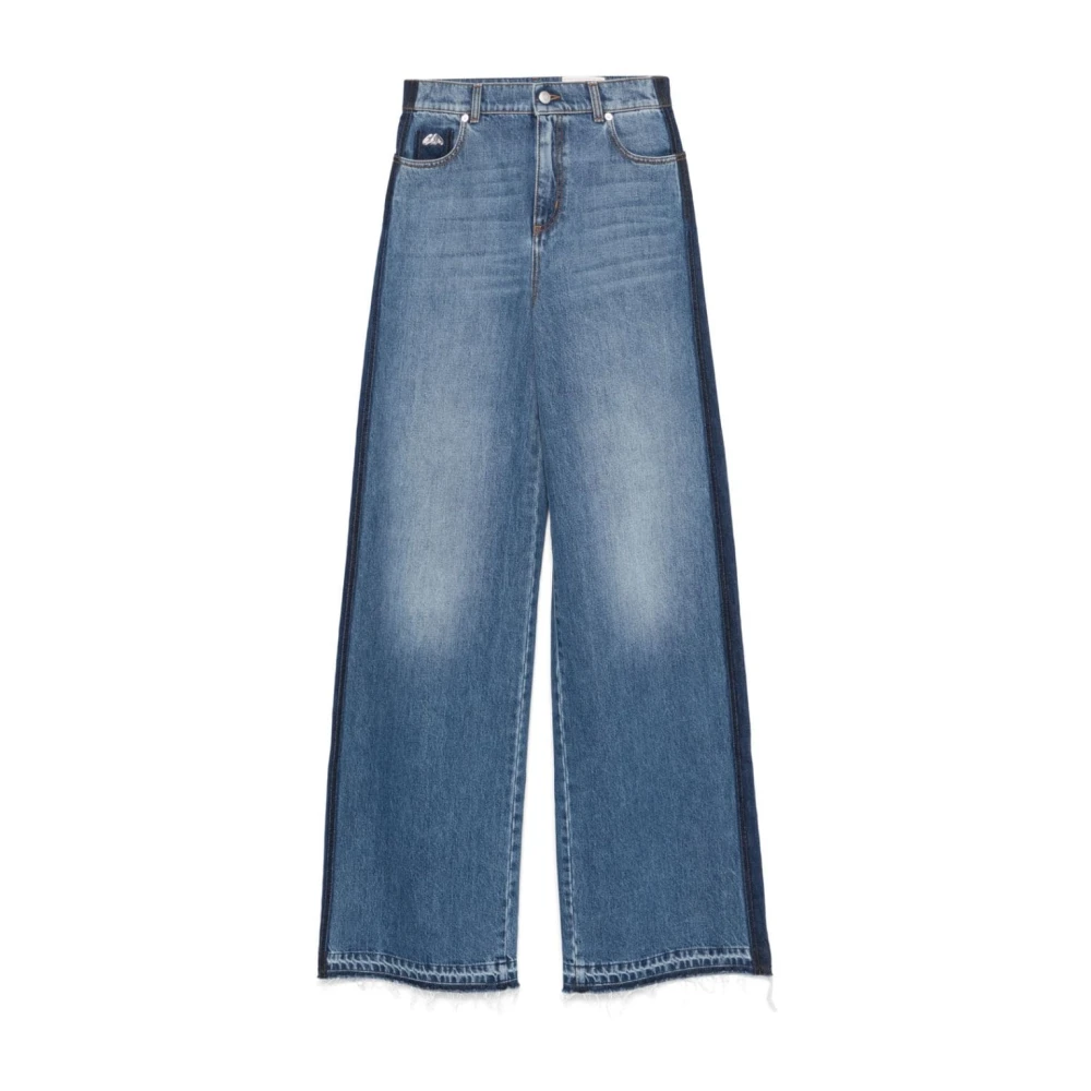Alexander mcqueen Hoge Taille Wijde Pijp Denim Jeans Blue Dames