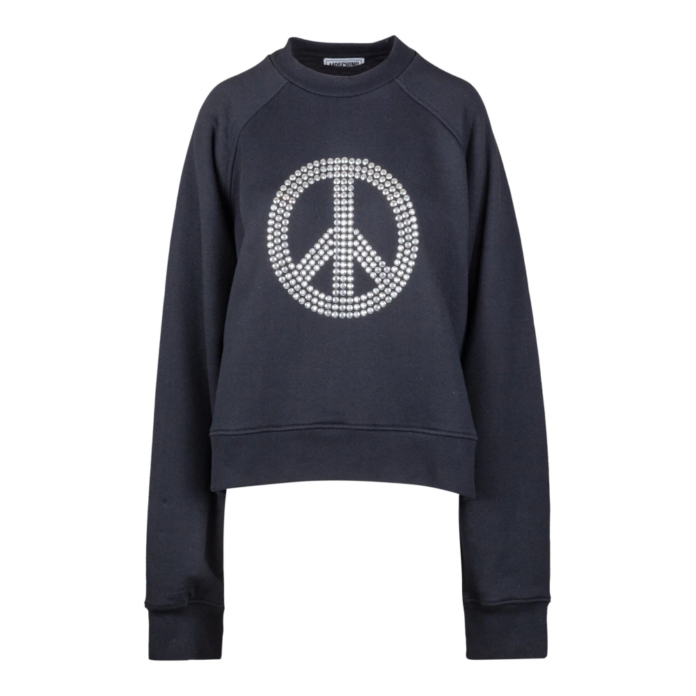 Moschino Katoenen sweatshirt met vredessymbooldecoratie Black Dames